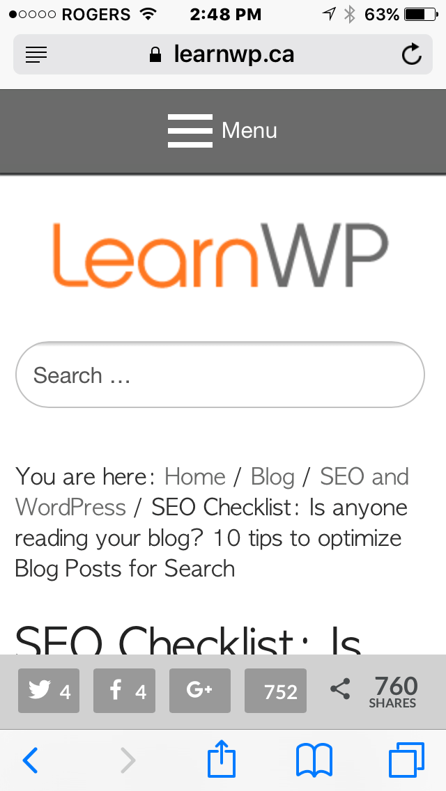 screenshot of responsive post